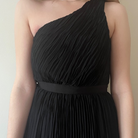 Club Monaco - One-Shoulder Pleated Black Dress: Women’s Size 00 (Double Zero) - Picture 6 of 8